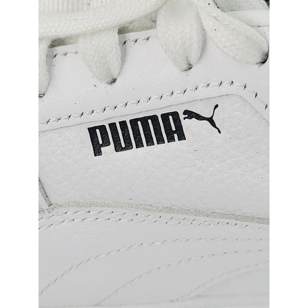 Puma, Solid Leather Upper,‎ Rubber Sole Casual Sneakers, Men's, Size 10, White